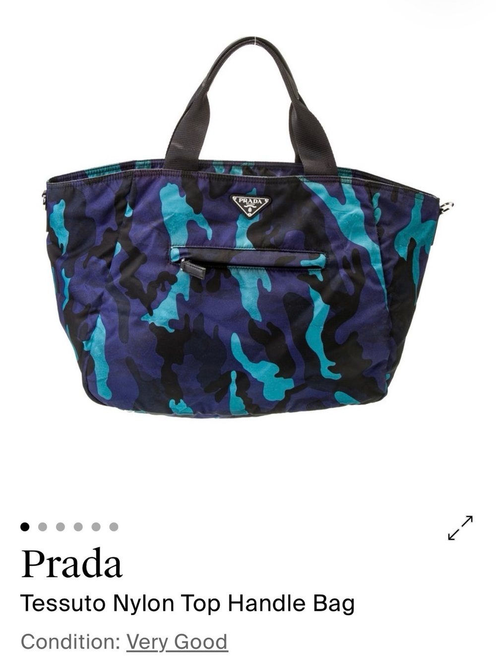 Prada Camouflage Pattern Tessuto Nylon Top Handle Bag.  Hard to find!!!